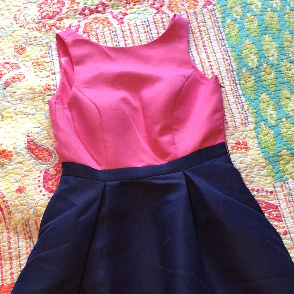 Pink and blue block dress